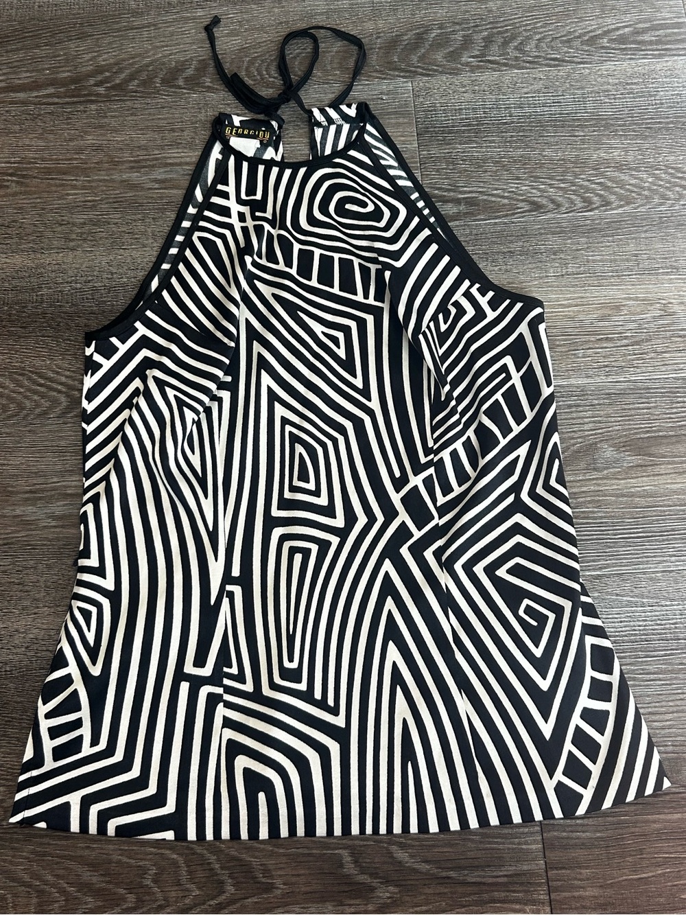 Black & White Geo Halter Tank Top - Rebecca Taylor